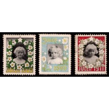 1909-11. Danmark. Julemærker. Ustemplet. 3 barnehoveder.